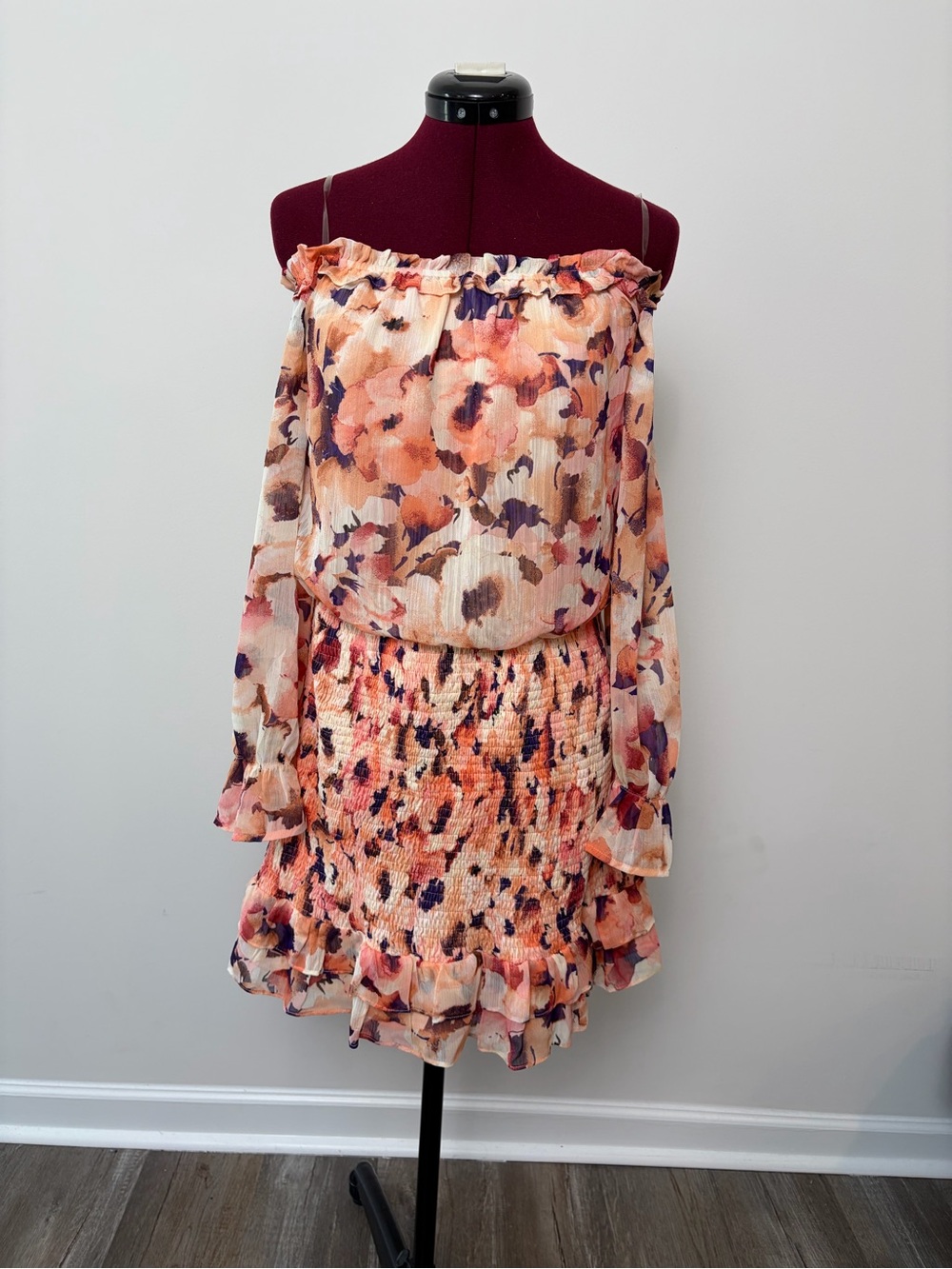 Vici Blush Pink Off-Shoulder Ruffle Dress